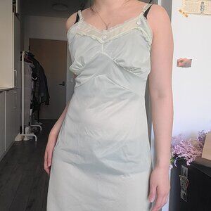 Resalie Sheer Babydoll Lime Green Floral Lace Trim Tank Mini Dress